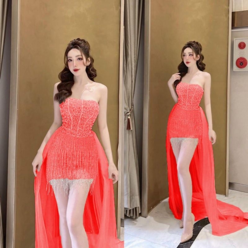 ✨ Đầm body cup tua tua kèm đuôi lưới✨ HÌNH THẬT