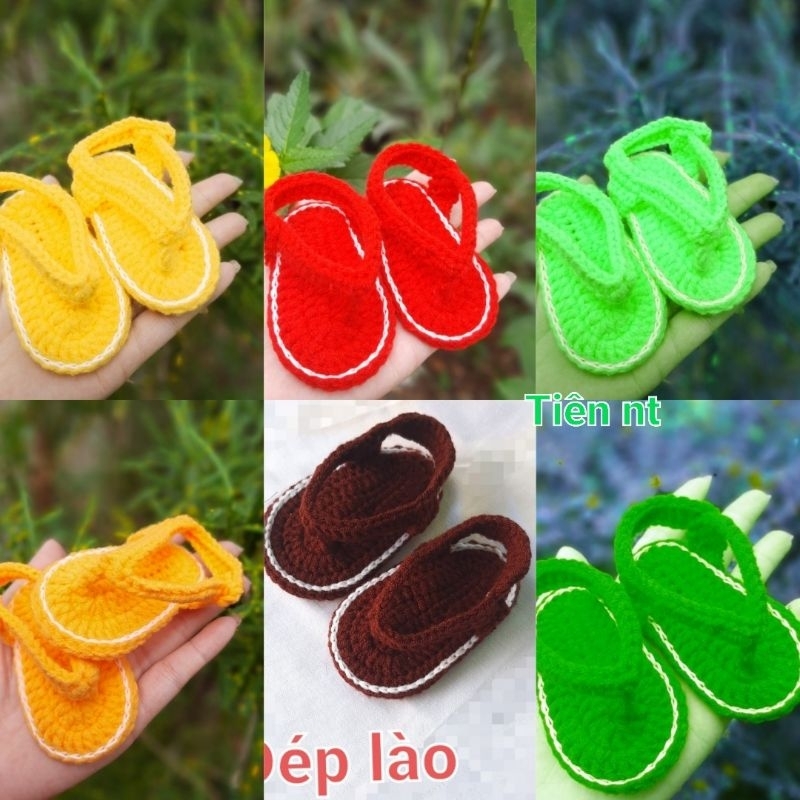 dép lào len handmade cho bé từ sơ sinh đến 3 tuổi nhiều màu sắc xinh xắn