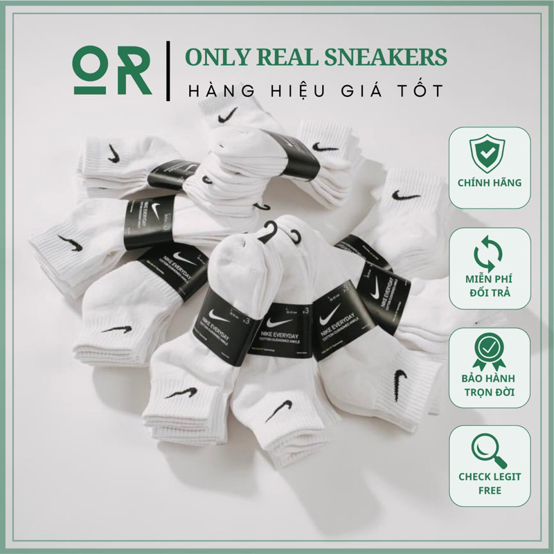 Tất vớ Nike chính hãng công nghệ Drifit màu trắng dáng thể thao nam nữ Unisex giá tốt sẵn Hà Nội - Only Real Sneakers
