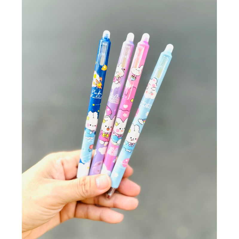 Bút Gel Xoá Được Dạng Bấm Mực Tím Mẫu Gấu Dâu Lotso Bear/Gấu Panda - 1 Cây