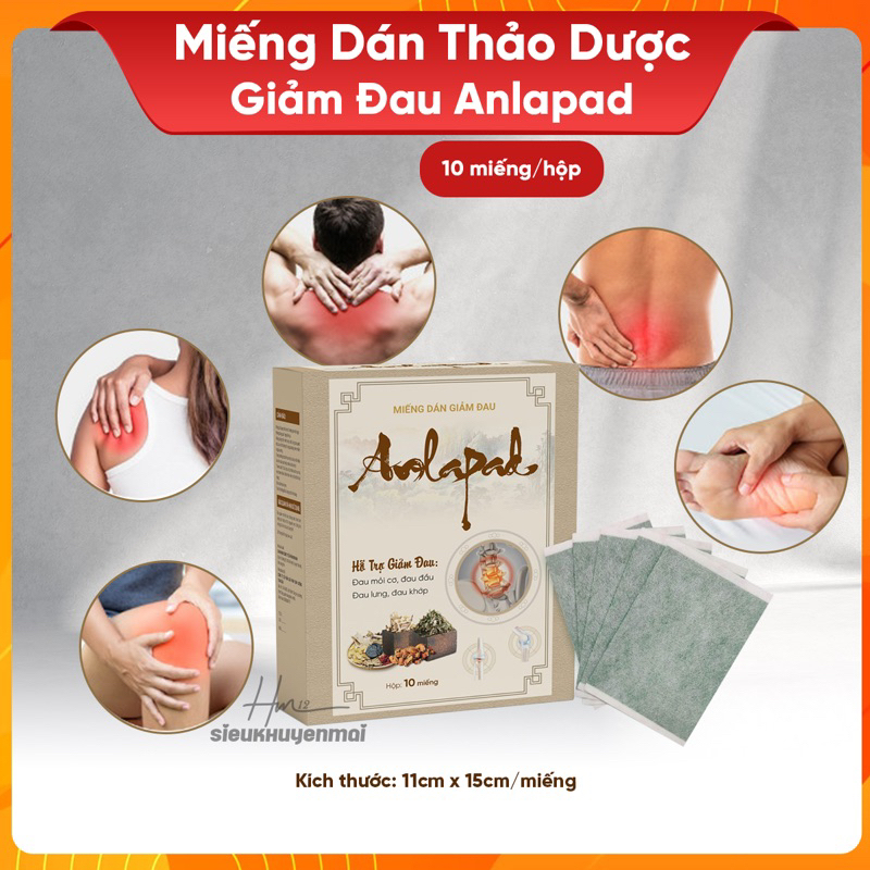 Miếng Cao Dán Đau Mỏi Cơ Cổ Vai Gáy, Đau Đầu, Đau Lưng, Đau Khớp Anlapad, Dán Nóng