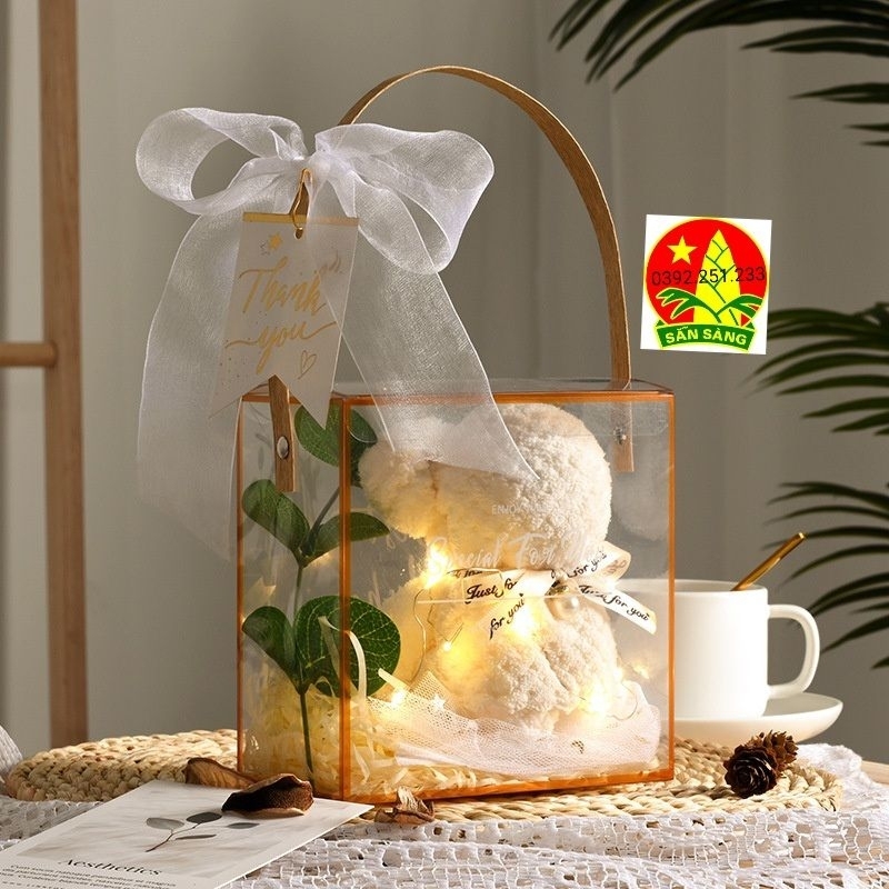 Set gấu quà tặng siêu hot trong hộp có đèn ở Hà Nội