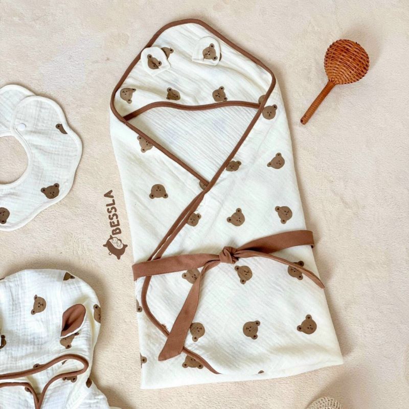 Khăn Choàng Ủ Cho Bé Sơ Sinh Bessla 4 Lớp Mềm Mại Thoáng Khí