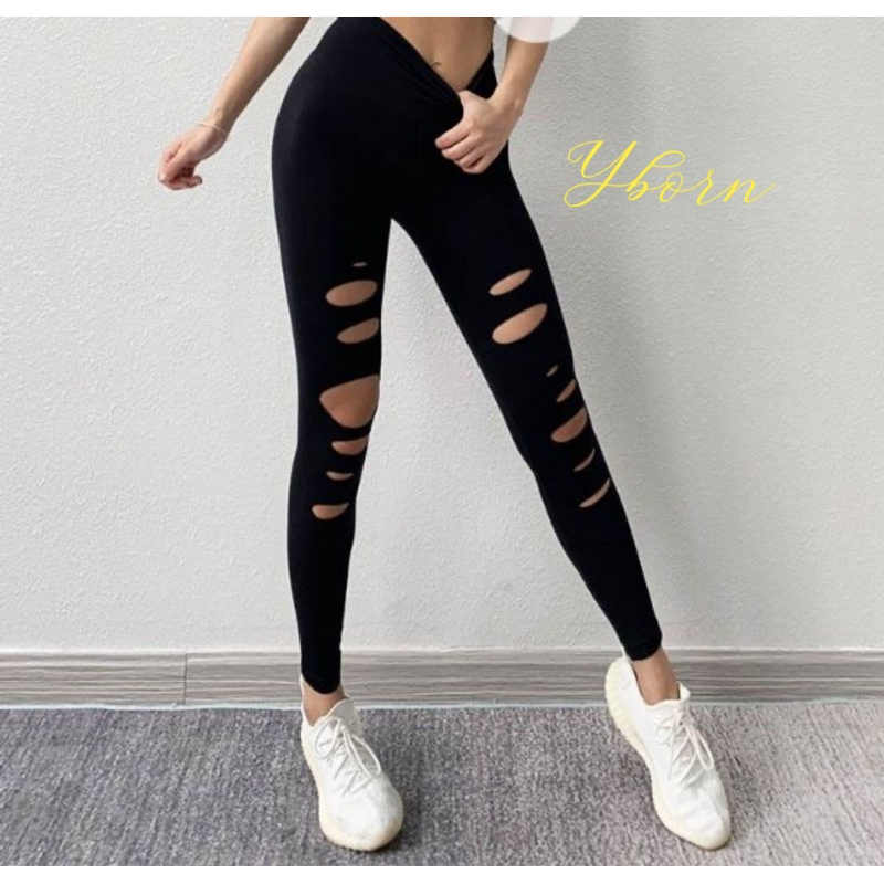 quần rách tập yoga/gym chất liệu cottonspandex vải co giãn 4 chiều đường kim mũi chỉ hàng chuyên dụng thể thao siêu đẹp