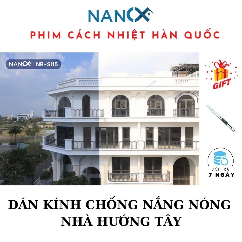 Phim cách nhiệt cửa sổ, dán kính chống nắng cửa kính cản uv 99%, cản nhiệt 85%