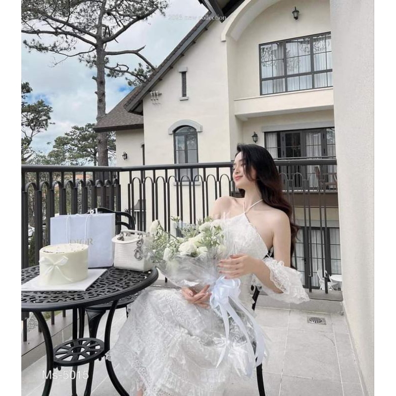 🌸Váy trễ vai ren buộc cổ xinhhh xỉuuu❤️❤️
