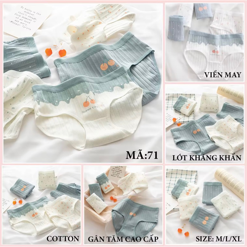 SET 5 Quần Lót Big Size Cho Bé Gái -Quần Chíp Nữ Cotton Gân Tăm Dày Dặn,Đáy Lót Kháng Khuẩn,Biên Bản Trái Cherry