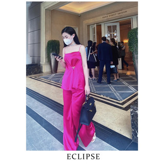 Set Áo Lụa Hai Dây Và Quần Lụa Hồng Đậm Eclipse Clothing