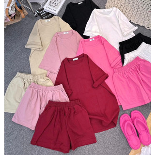 Set bộ đùi nữ trơn chất cotton khô from rộng