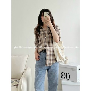 áo sơ mi kẻ caro chất thô dạ hàn quốc