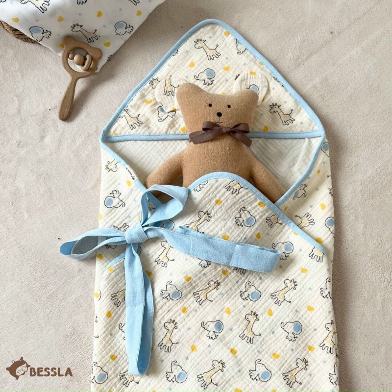 Khăn Choàng Ủ Cho Bé Sơ Sinh Bessla 4 Lớp Mềm Mại Thoáng Khí