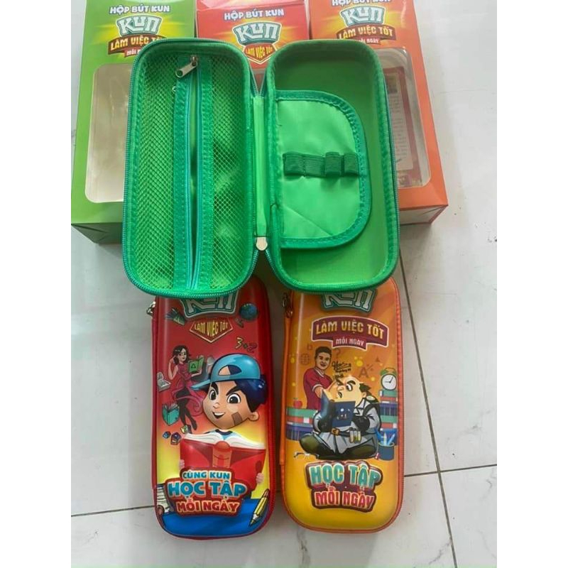 Hộp bút Kun bọc vải hình 3D có đèn phát sáng quà tặng sữa kun