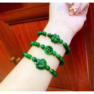 Vòng đá mix charm đá cẩmthạch + bi vàng