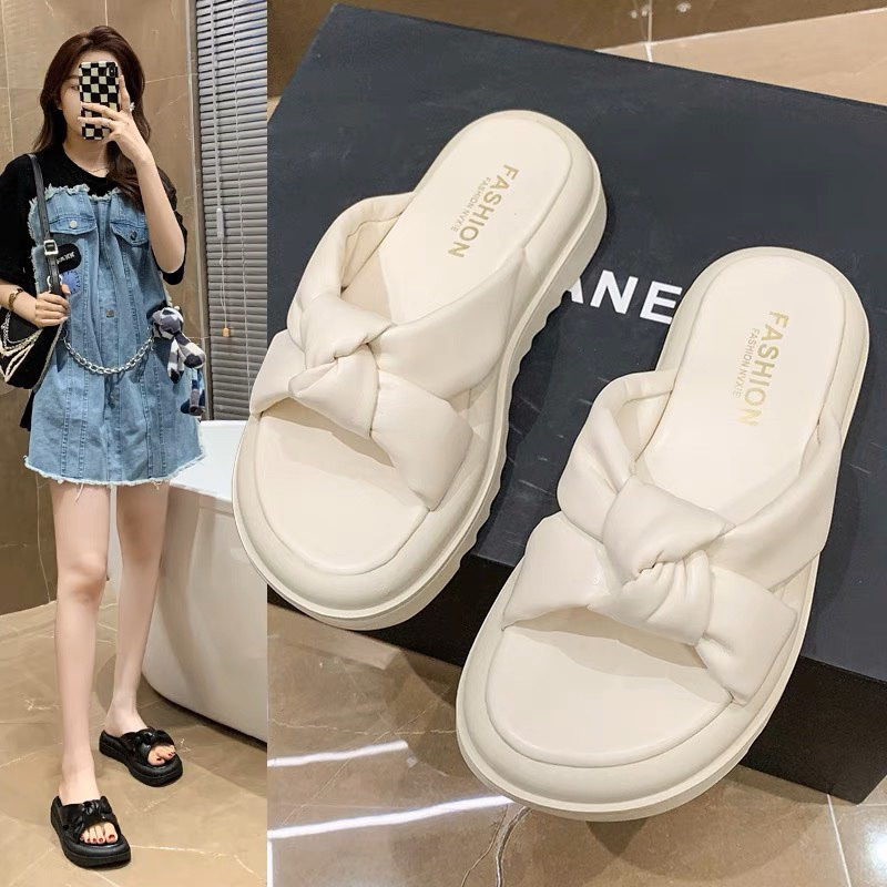 Dép quai chéo thời trang nơ xoắn siêu đẹp