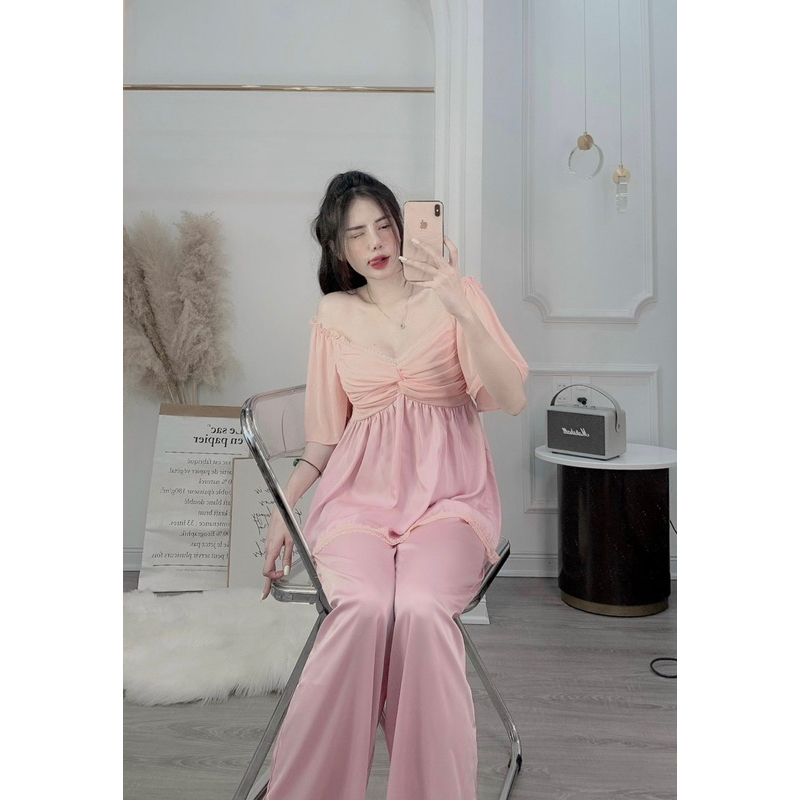 Set babydoll phối voan lưới