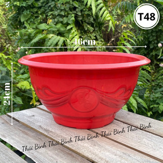 [5 Cái] Chậu Nhựa Truyền Thống T48 Đỏ (46x24)