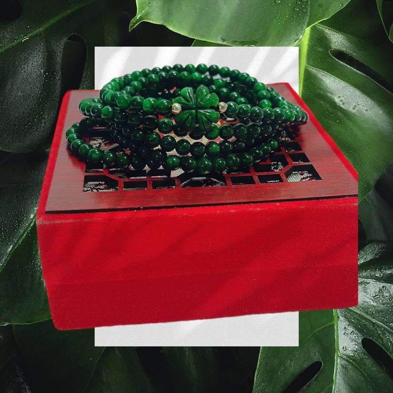 Chuỗi vòng tay cỏ bốn lá sơn thuỷ 4 ly 216 hạt thiên nhiên