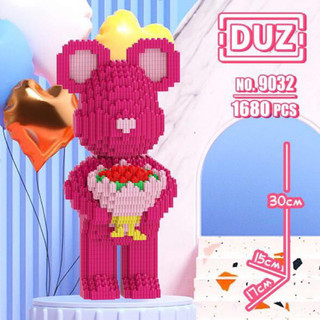 Đò chơi lắp ráp le go bearbrick cầm hoa 30cm