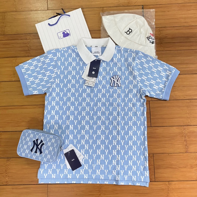 Áo Polo MLB Monogram Mẫu Mới Xanh Baby Chất Vải Xịn