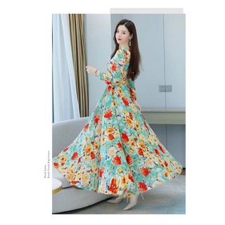 ĐẦM VOAN HOA TAY DÀI CAO CẤP
