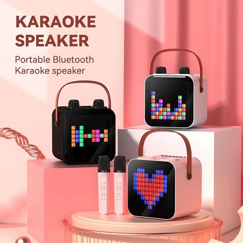 Loa Karaoke Mini SP-100, 15W, LED RGB, 2 Micro Không Dây