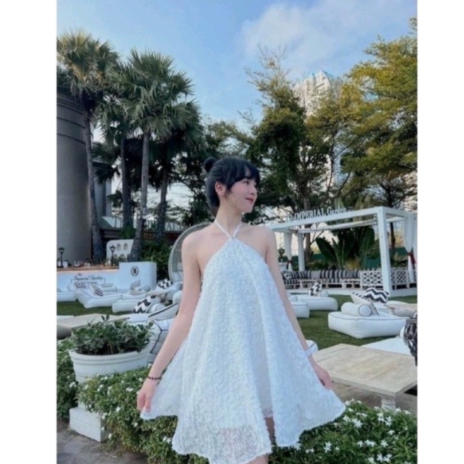 Đầm yếm nữ chất ren lông-váy xòe 2 dây babydoll công chúa đi chơi đi biển đi dự tiệc tiểu thư công chúa Hàn Quốc ulzzang