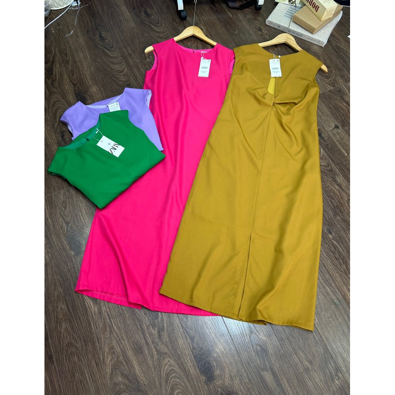 Đầm midi zara xoắn lưng cực xinh bảng màu siêu đẹp
