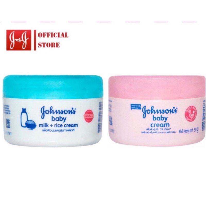 Kem Dưỡng Da Johnson’s Baby Milk Cream Nắp Xanh / Hông 50g chính hãng cty nhập khẩu