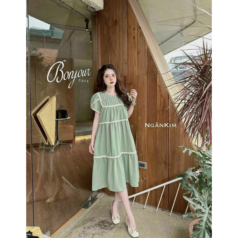 Đầm Suông Phối Ren Tay Siêu Xinh Mã HH0389