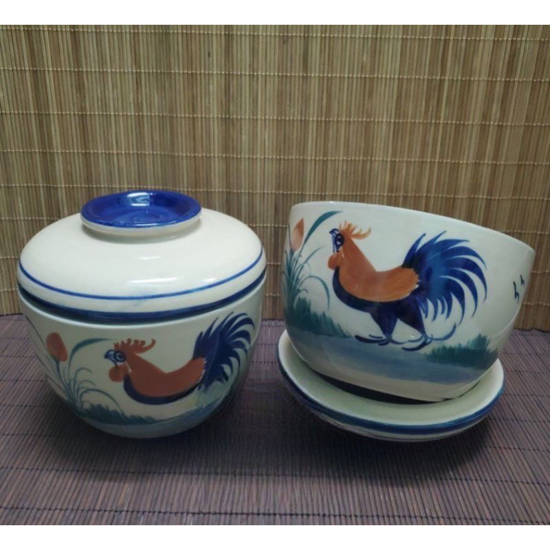 🔥💥Hàng hiếm lâu mới có🔥💥 THỐ ĐÁ VẼ CON GÀ GỐM XƯA CAO CẤP 🐓 (SIZE 13cm)🤩🥰