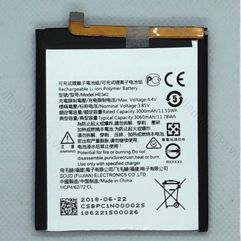 Pin Nokia X6 2018 / Nokia 6.1 Plus ( HE342/he340 ) dung lượng 3060 mAh xịn mới 100%