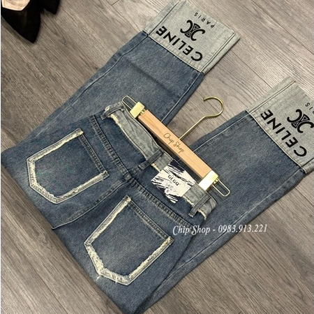 Quần Jean suông nữ gấp gấu dài 92cm mã 9277TU