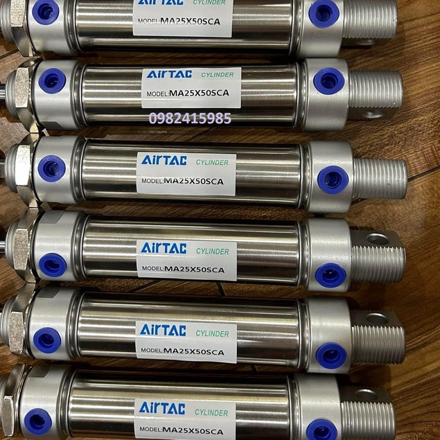 Xilanh tròn MA25-25/50/75/100/125/150/175/225/250/300-SCA vỏ INOX có từ Airtac