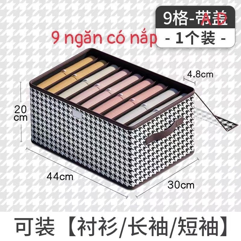 Hộp chia 7 ngăn có nắp khung cứng Lidashop, túi đựng quần áo chia ngăn gọn gàng