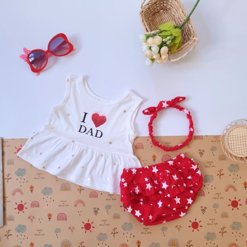 Mua 4 tặng 1_ Bộ Babydoll bé gái Bunnybaby bao gồm tuban cho bé 4 tới 10kg