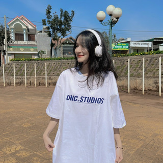 Áo thun tay lỡ form rộng DEUNCOOL Basic Tee Drop 1.0 - Màu Trắng - In UNC.STUDIOS