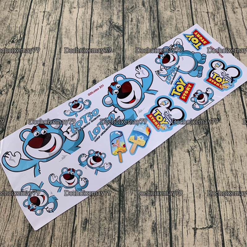 Bộ tem Gấu Dâu Lotso siêu dễ thương trang trí, dán mọi loại xe