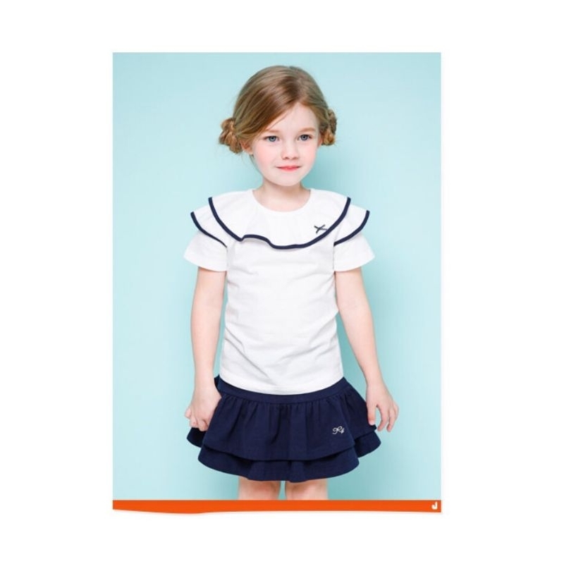 Bộ bé gái Jelispoon thun cotton, chân váy xanh than cho bé 11kg - 38kg