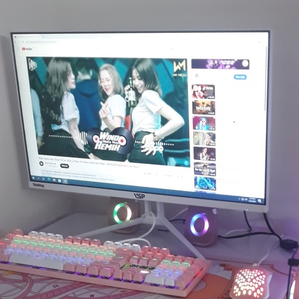 Loa máy tính, speaker PC mini 2.0 Kisonli K500 Bass Căng - Màu Hồng / Đen / Trắng decor phòng - Chính hãng, rẻ vô địch