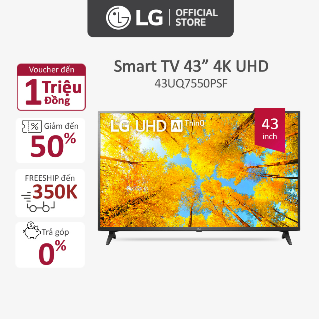 Smart UHD Tivi LG 43 inch 43UQ7550PSF - Miễn phí lắp đặt