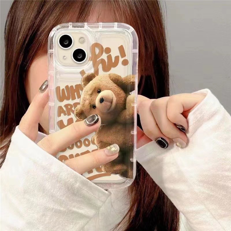 Ốp Điện Thoại TPU trong gân in hình tedy Silicone Mềm Trong Suốt Chống Sốc Cho IPhone 1411 12 Pro XS Max X XR 7 8 Plus