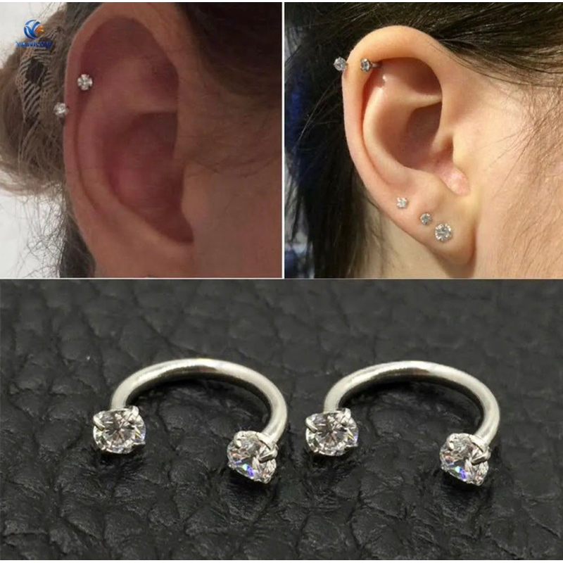 Khuyên chữ U đá trấu siêu sáng đeo được cho môi , tai , septum