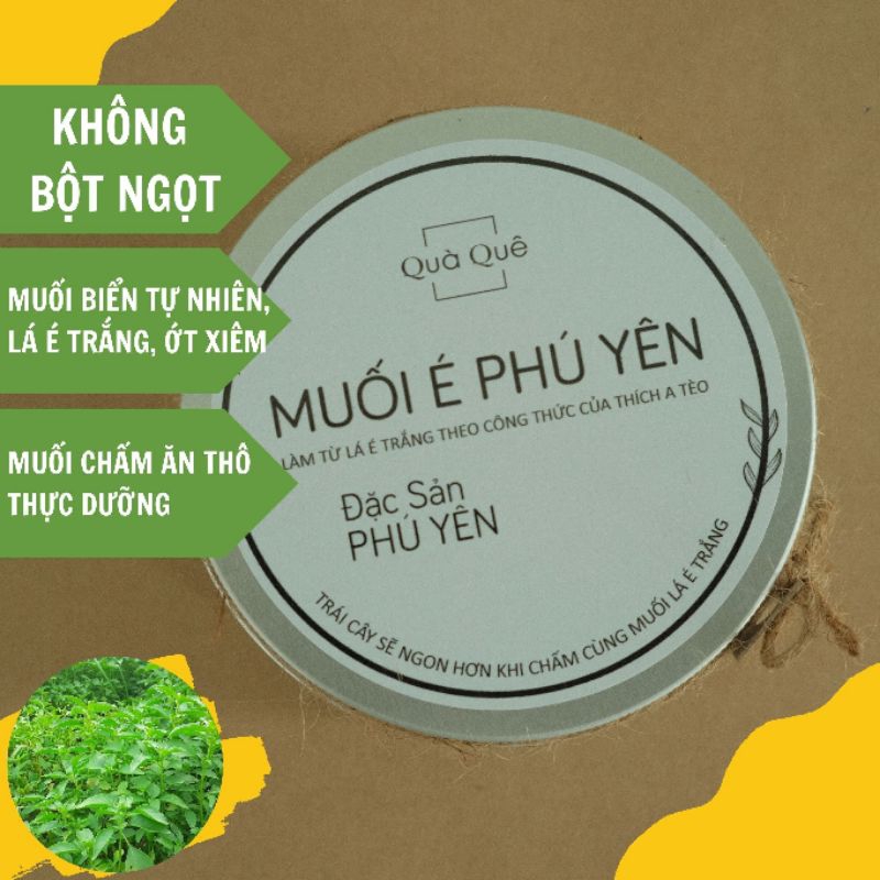 Muối chấm lá é trắng, không bột ngọt, ớt xiêm, muối biển tự nhiên. Chấm hoa quả, rau củ. dùng để ăn thô, ăn thực dưỡng.