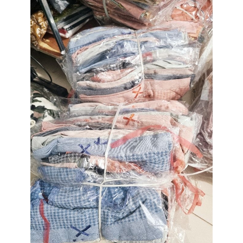 Combo 10 quần lót kẻ caro viền ren chất cotton co giãn 4c