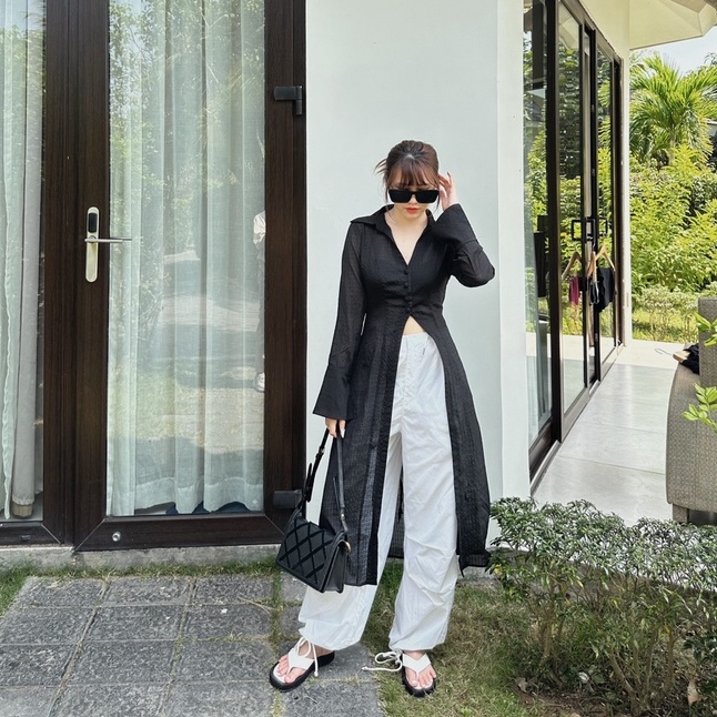 Áo sơ mi Miia tà dài có thể làm áo khoác | BigBuy360 - bigbuy360.vn