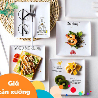 [XẢ KHO] Đĩa sứ vuông hiện đại, đĩa đựng hoa quả, món ăn cao cấp - VS279