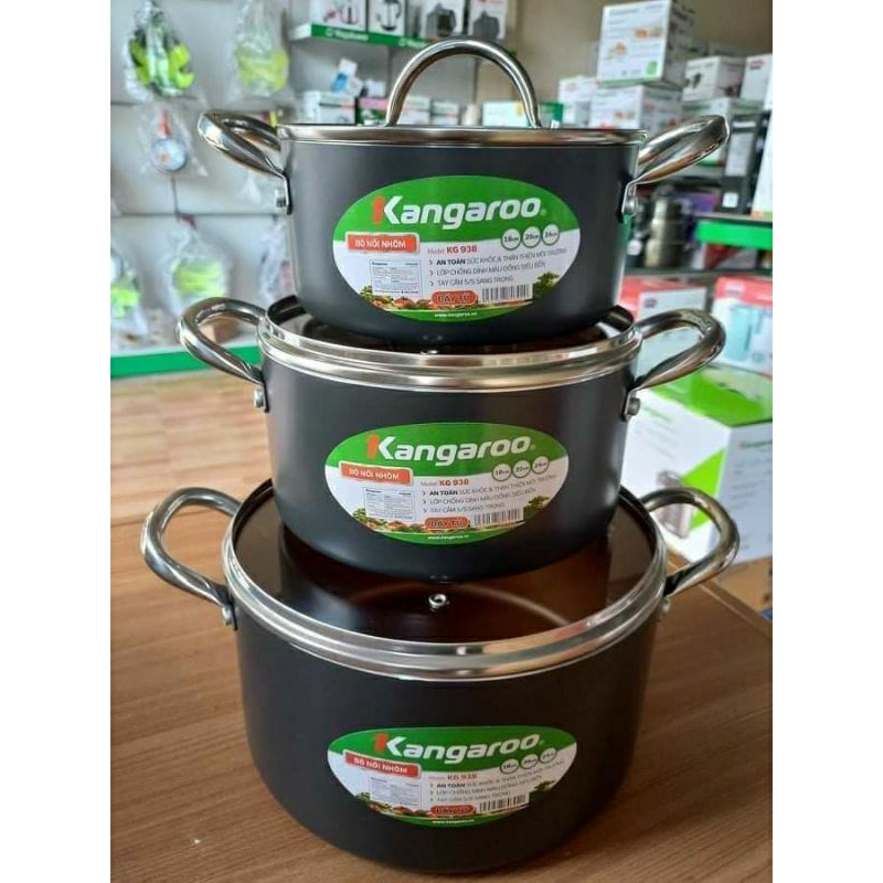 Bộ nồi nhôm đáy từ KG938 Kanganroo hàng chính hãng bảo hành 12 tháng đổi mới trong 7 ngày