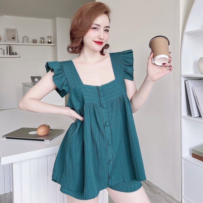 Bigsize Đồ Mặc Nhà Nữ SOJUN Đũi Sọc Cánh Tiên Size 50-65kg