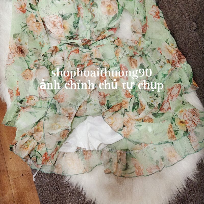 Váy hoa tay dài cúp ngực voan tơ sang chảnh ( có lót quần )
