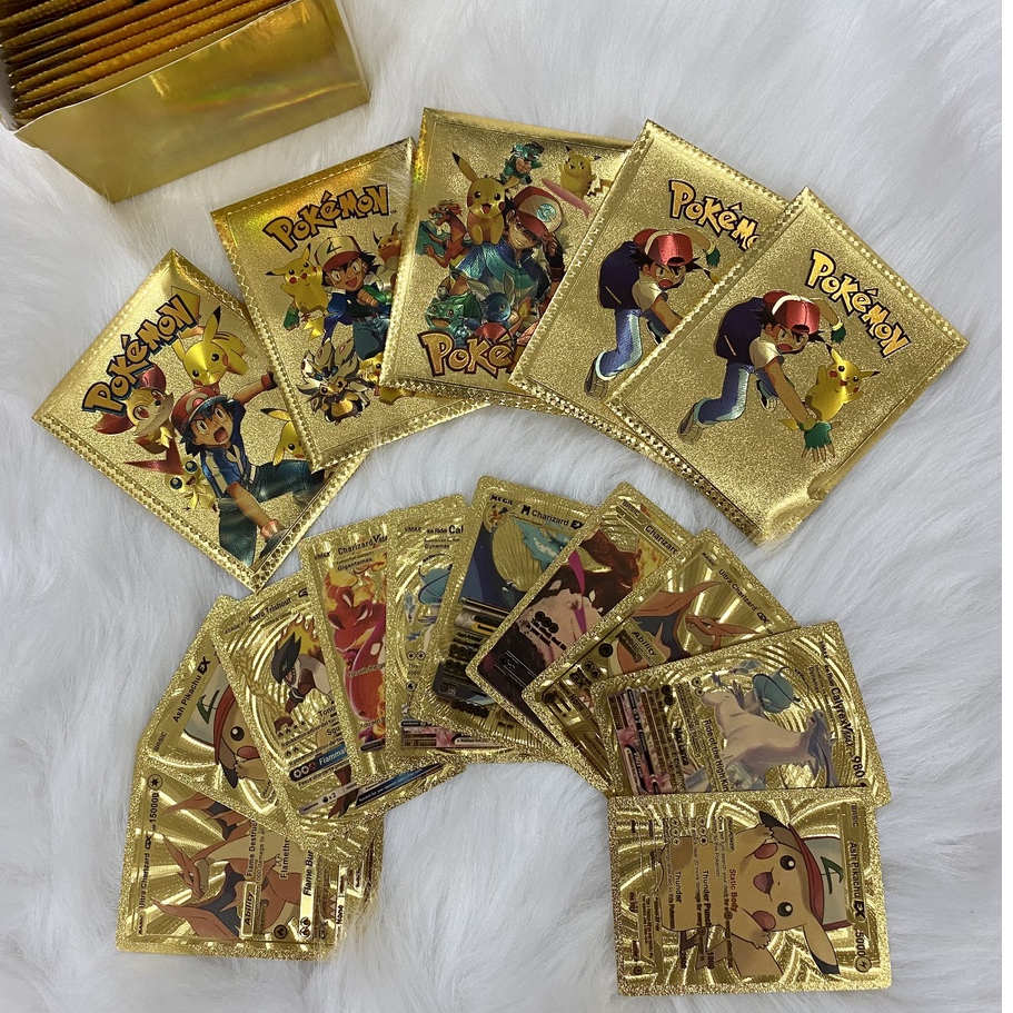 Thẻ Bài Pokemon 150 lá Mạ Vàng /Đen / Màu Ánh Cầu Vồng Cực Chất Siêu Xịn Sò lá ngẫu nhiên